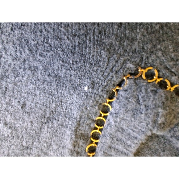 Zara women's sweater, V neck, Gray, Small, with Brass trim, neck & Cuffs - Picture 6 of 13